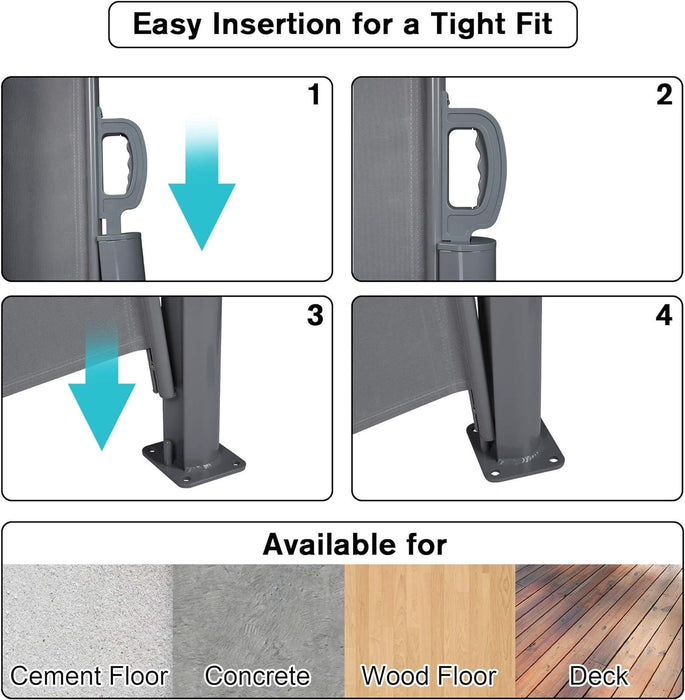 118"L x 78.7"H Retractable Side Awning Aluminum Patio Outdoor Folding Privacy Divider, Gray