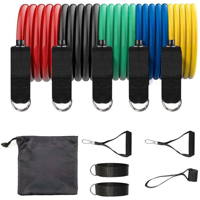 11Pcs Resistance Bands Set, Exercise Workout Bands with Handles, Ankle Straps, Door Anchor