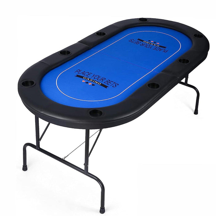 70.8" Folding Poker Table 6-8 Player Card Table with 8 Cup Holder for Texas Casino