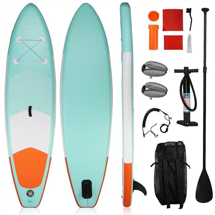 10'x30"x6" Inflatable Stand Up Paddle Board with SUP Accessories & Backpack, Green