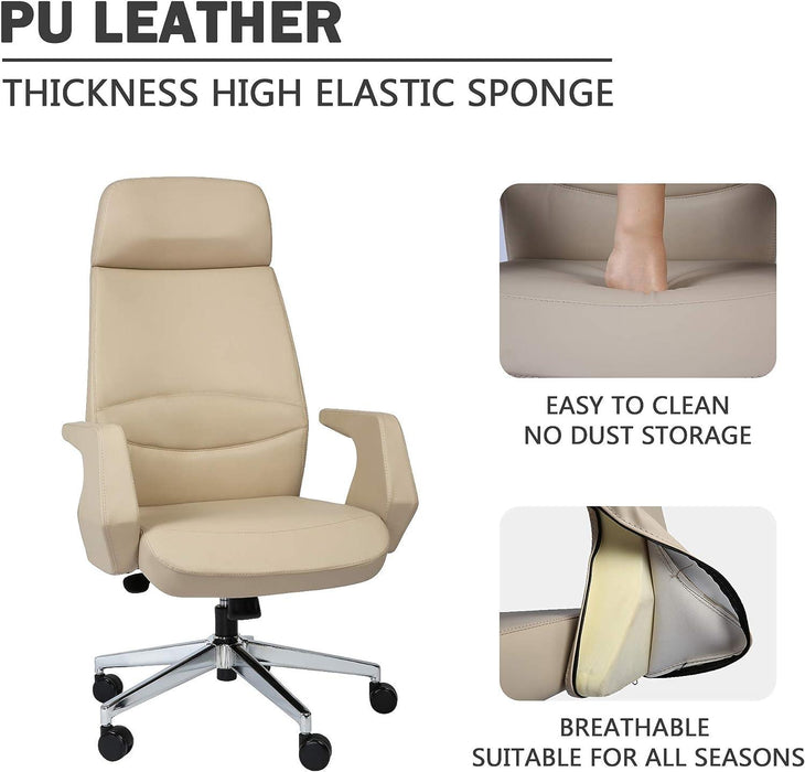 Executive Office Chair Ergonomic Leather High Back Chair with Padded Armrests Lumbar Support