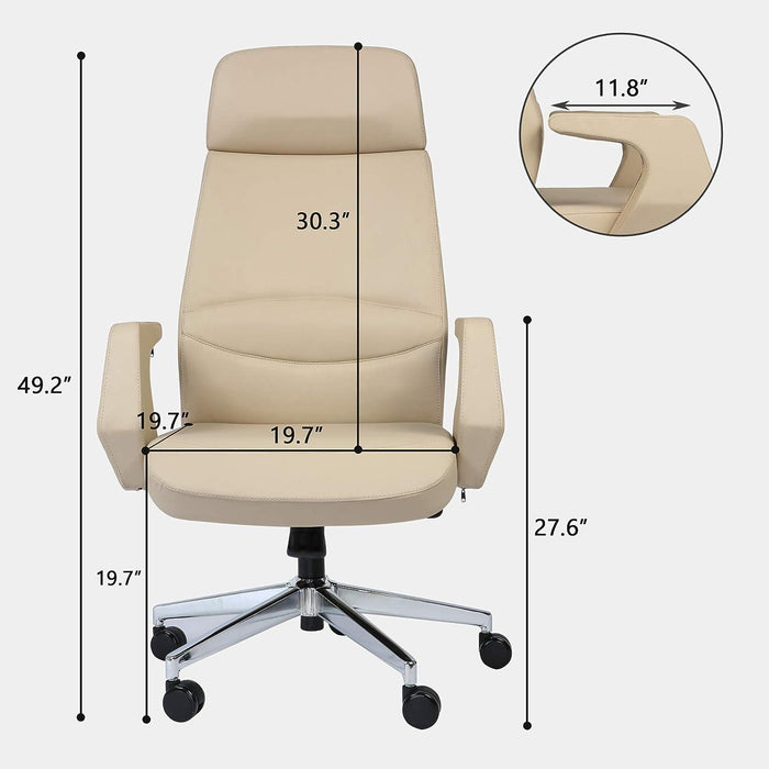 Executive Office Chair Ergonomic Leather High Back Chair with Padded Armrests Lumbar Support