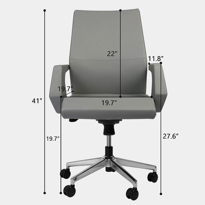 Executive Office Chair Ergonomic Leather Chair with Padded Armrests Lumbar Support, Gray