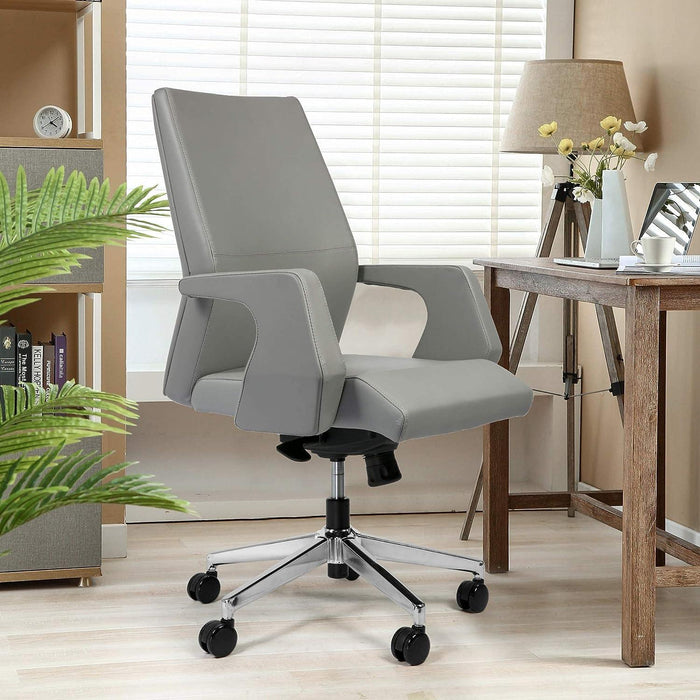 Executive Office Chair Ergonomic Leather Chair with Padded Armrests Lumbar Support, Gray