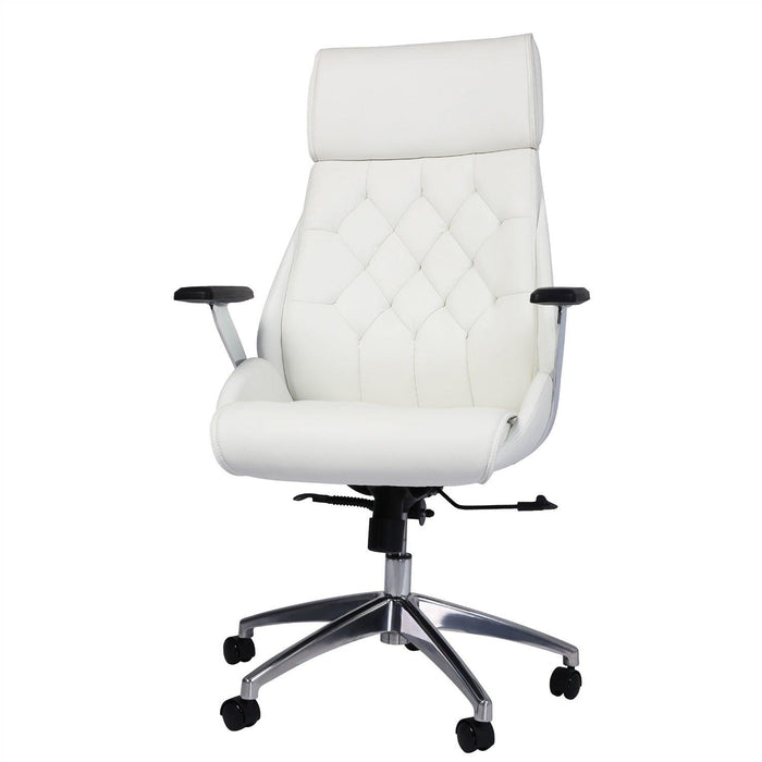 High Back Office Desk Chair Ergonomic Adjustable Lumbar Support 360 Swivel Chair, White