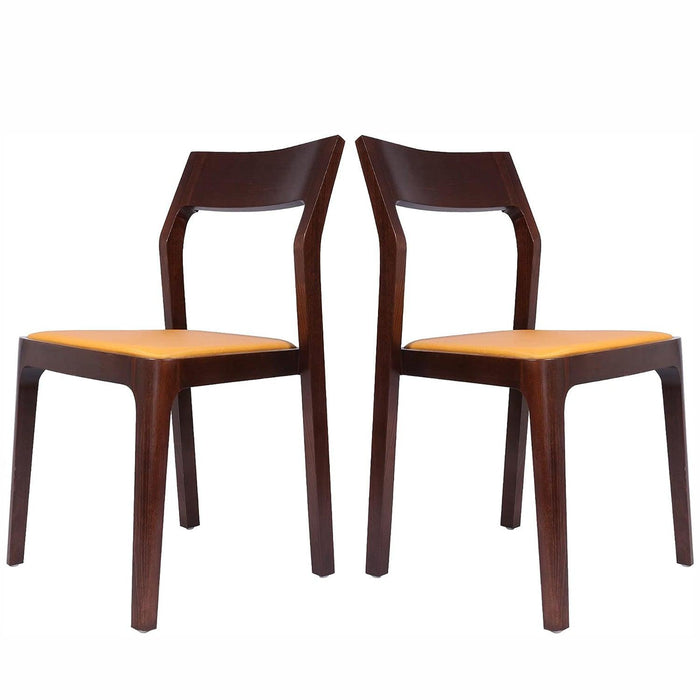 Set of 2 Dining Chairs Mid-Century Modern Upholstered Side Chairs with Beech Wood Frame