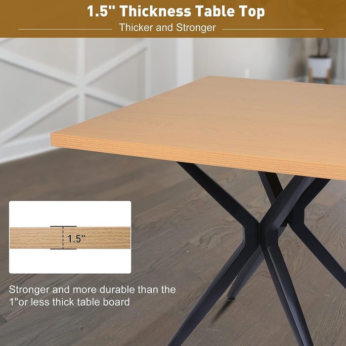 36" Square Wooden Dining Table for 2-4 Modern Kitchen Table with Metal Leg