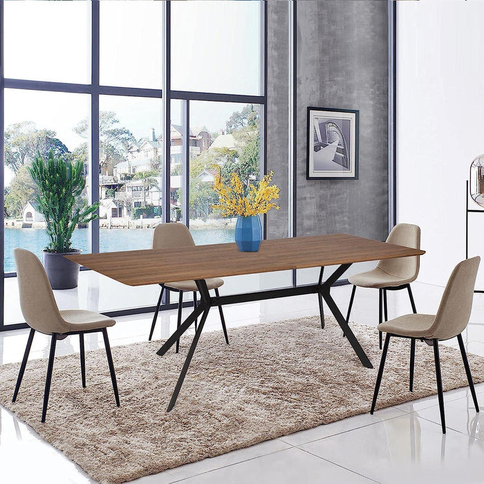 71" Rectangle Mid-Century Modern Wooden Dining Table for 6-8 Kitchen Table with Metal Legs