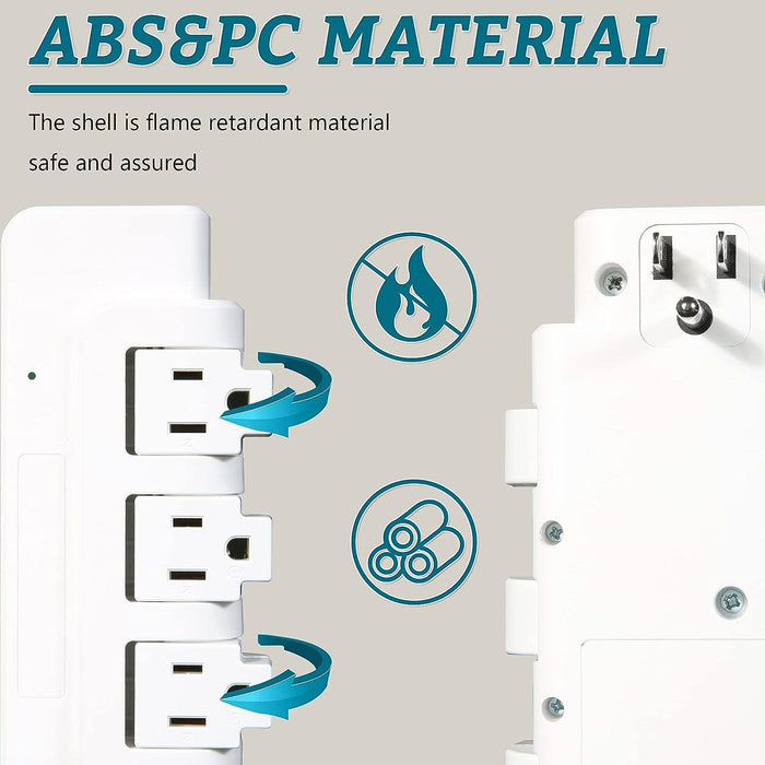 Set of 2 Portable Rotating Power Strip 3 Outlets with Surge Protector for Home Office Travel