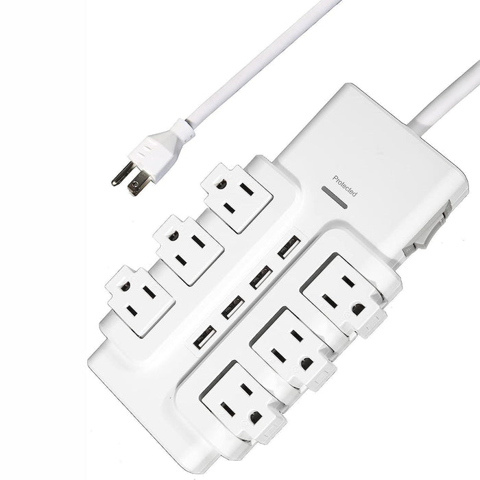 6 Outlet 4 USB Ports Rotating Power Strip 6ft with Surge Protector Wall Mount for Home Office