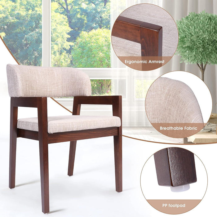 Mid-Century Modern Dining Chairs Upholstered Side Chairs with Beech Wood Frame and Armrest