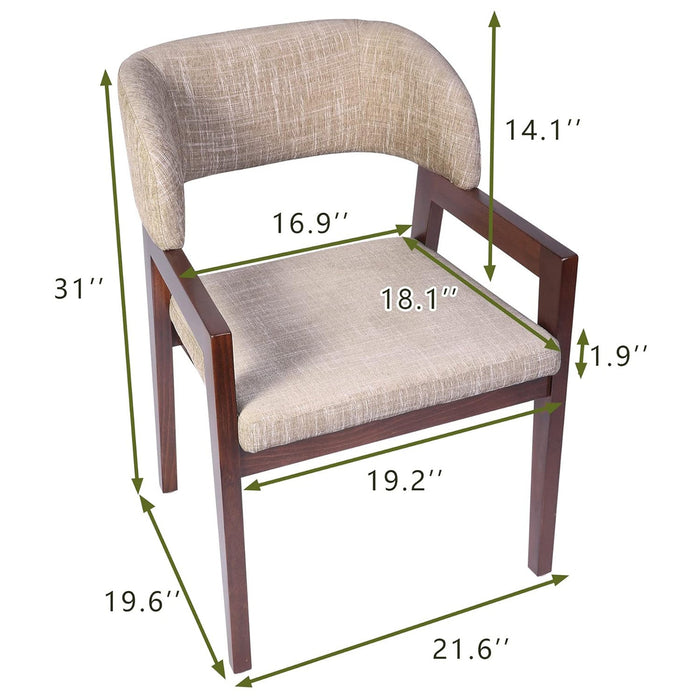 Mid-Century Modern Dining Chairs Upholstered Side Chairs with Beech Wood Frame and Armrest