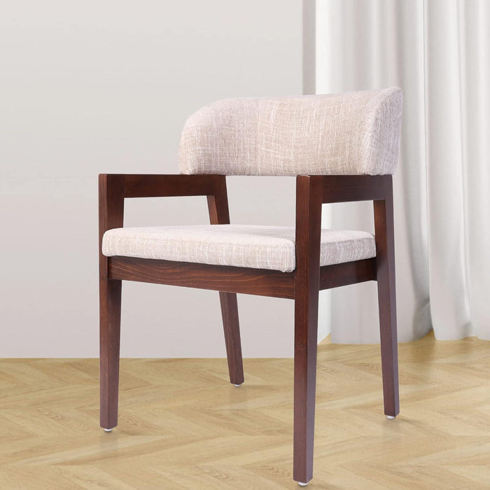 Mid-Century Modern Dining Chairs Upholstered Side Chairs with Beech Wood Frame and Armrest