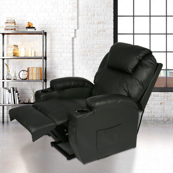 Single Electric Power Lift Recliner Chair for Elderly, Massage Chair Sofa with Heat Remote, Black