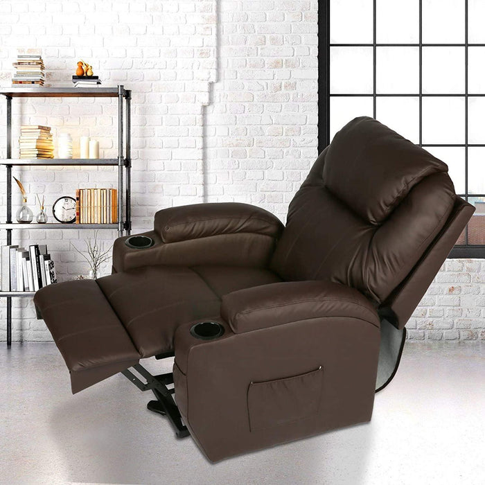 Single Electric Power Lift Recliner Chair for Elderly, Massage Chair Sofa with Heat Remote, Brown