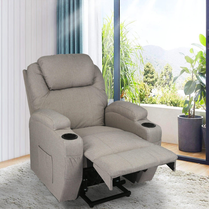 Single Electric Power Lift Recliner Chair for Elderly, Massage Chair Sofa with Heat Remote, Gray