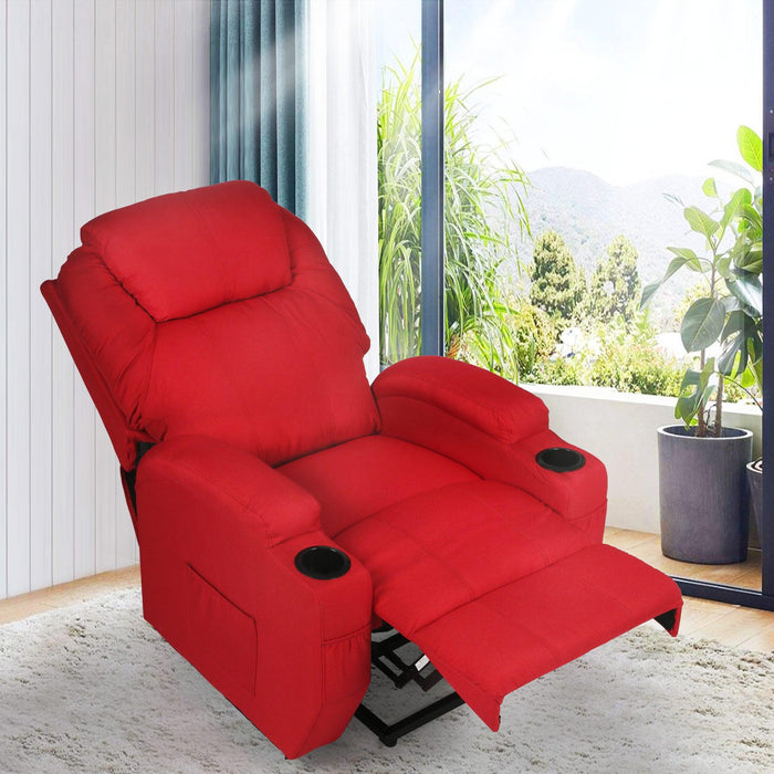 Single Electric Power Lift Recliner Chair for Elderly, Massage Chair Sofa with Heat Remote, Red