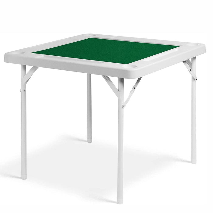 35.4" Folding Mahjong Table Square Poker Table with Cup Holders and Chip Trays