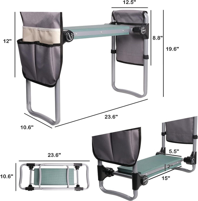Upgrade Garden Kneeler Seat Garden Stools Bench with 2 Tool Pouches, Green
