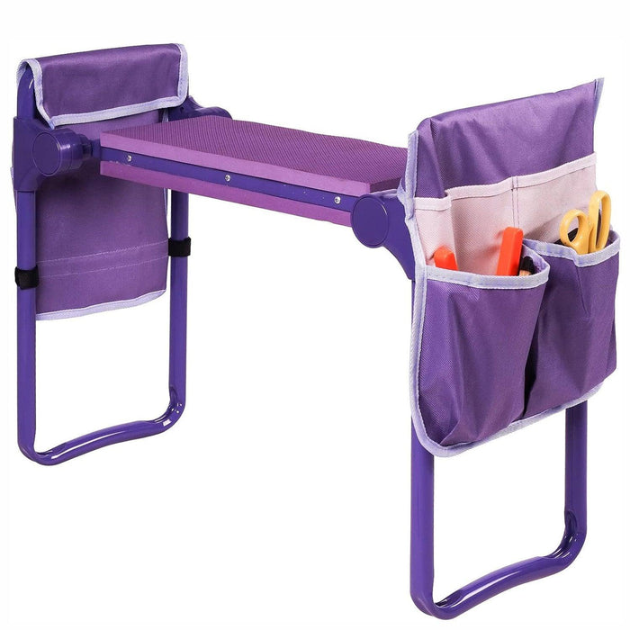 Upgrade Garden Kneeler Seat Garden Stools Bench with 2 Tool Pouches, Purple