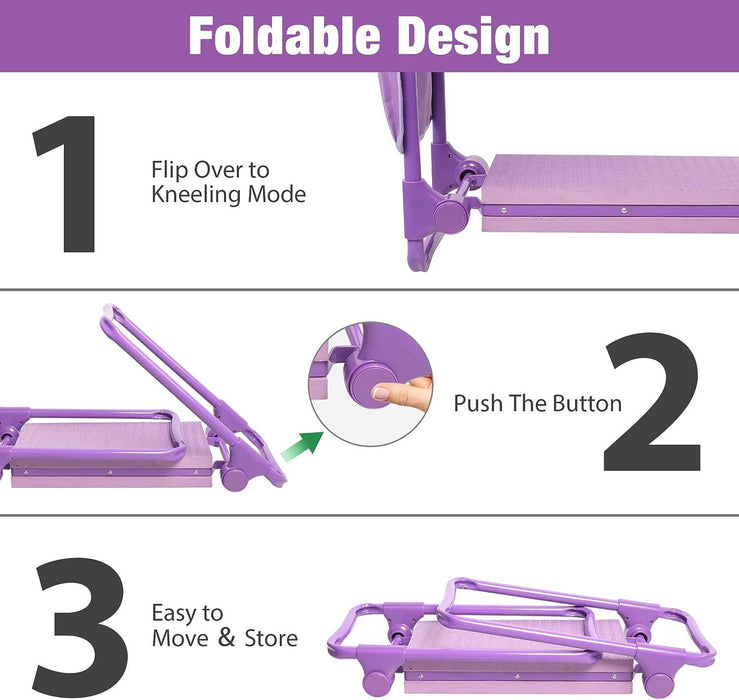 Widen Upgrade Garden Kneeler Seat Garden Stools Bench with 2 Tool Pouches, Purple