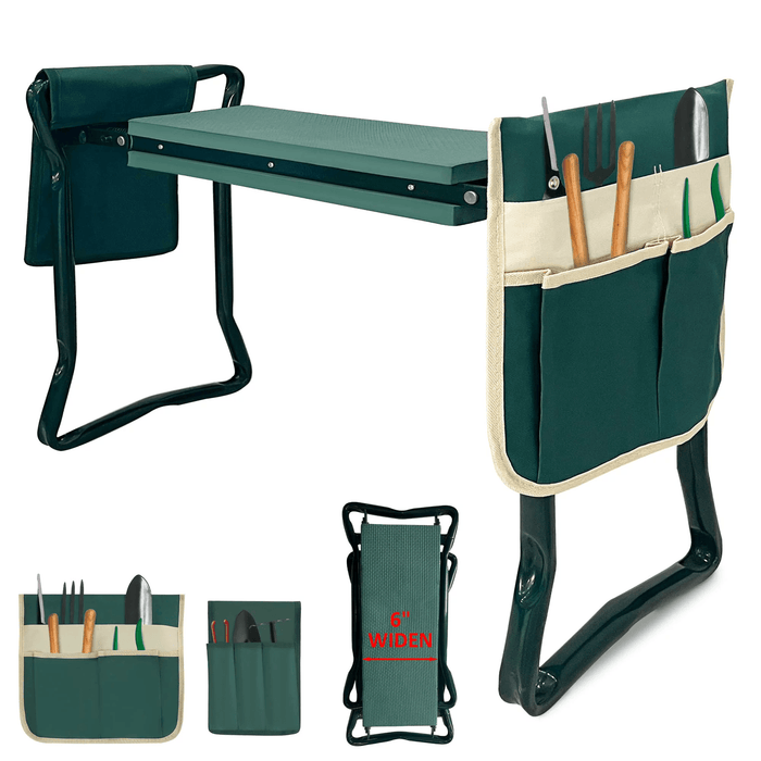 Garden Kneeler Folding Garden Stools Bench and Seat with 2 Tool Pouches, New