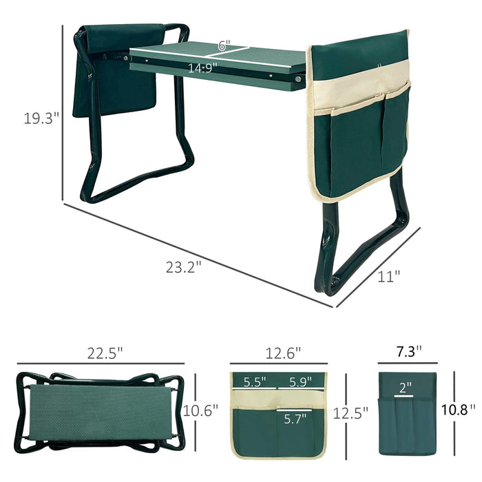 Garden Kneeler Folding Garden Stools Bench and Seat with 2 Tool Pouches, New