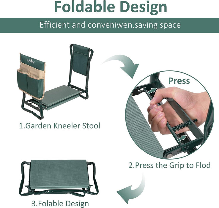 Widen Garden Kneeler Folding Garden Stools Bench and Seat with 2 Tool Pouches