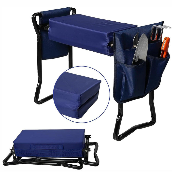 Wider Garden Kneeler Folding Garden Stools Bench and Seat with 2 Tool Pouches, Blue