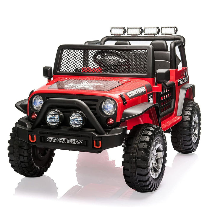 2 Seater Kids Ride On Truck Car 12V Jeeps Car w/Parent Remote Control, Spring Suspension, LED Lights, Music Player