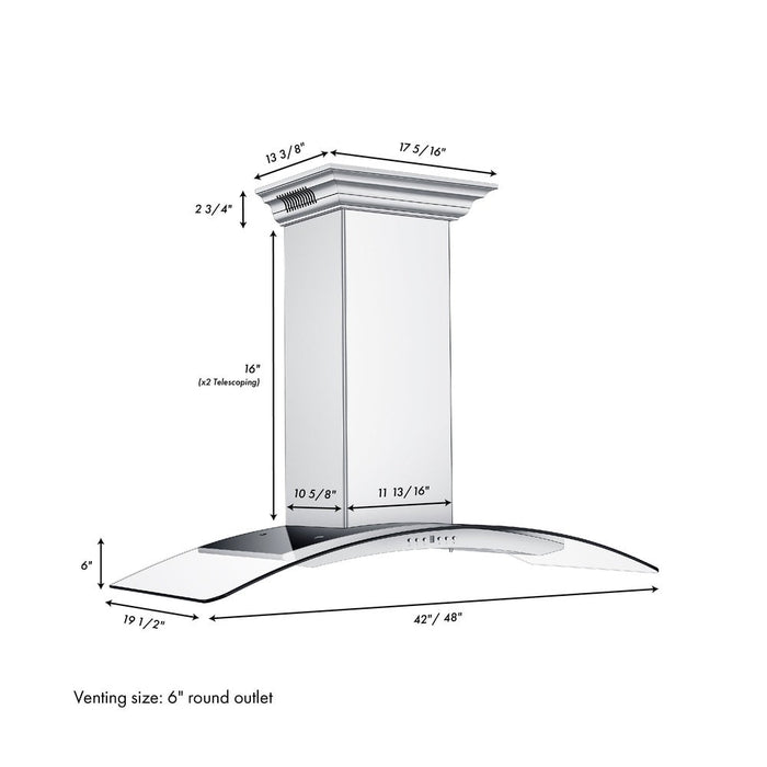 ZLINE Ducted Vent Wall Mount Range Hood in Stainless Steel and Glass with Built-in CrownSound Bluetooth Speakers (KN4CRN-BT)