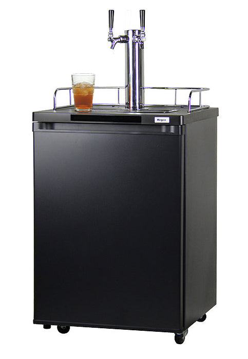 24" Wide Kombucha Dual Tap Black Kegerator