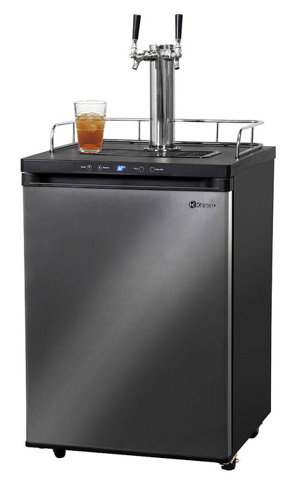 24" Wide Kombucha Dual Tap Black Stainless Steel Kegerator