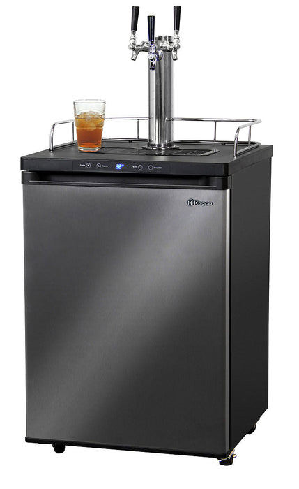 24" Wide Kombucha Triple Tap Black Stainless Steel Digital Kegerator