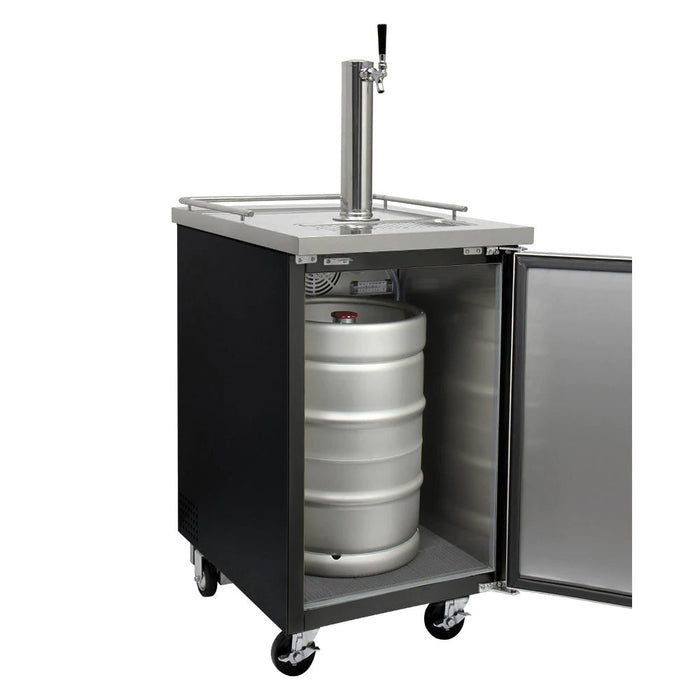 24" Wide Kombucha Single Tap Black Commercial Kegerator