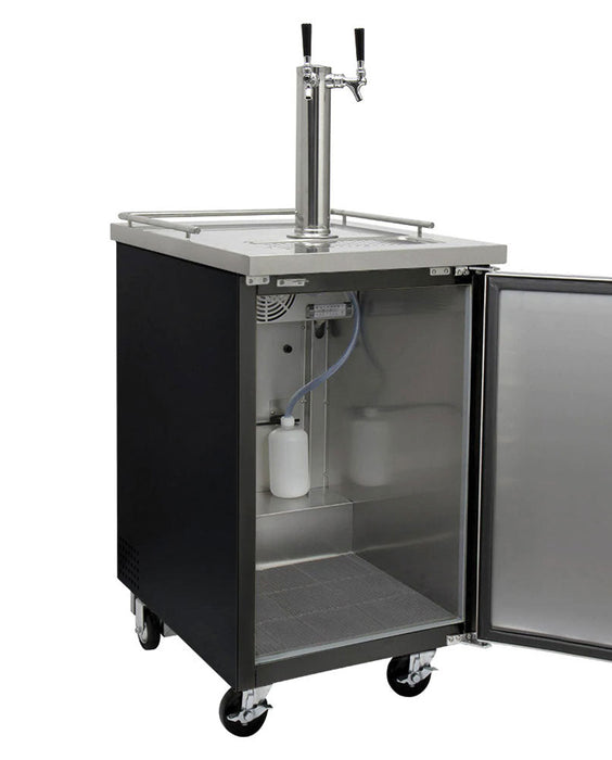 24" Wide Kombucha Dual Tap Black Commercial Kegerator