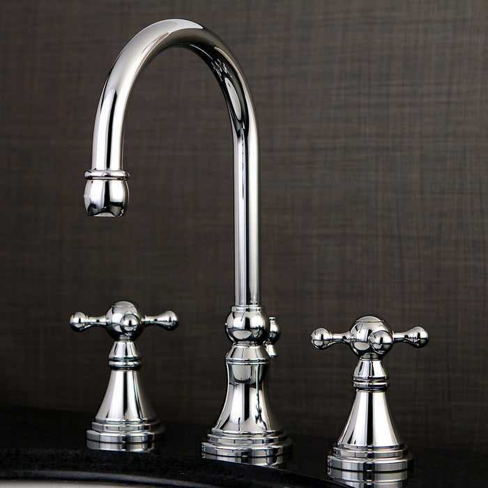 Governor KS2981KX Two-Handle 3-Hole Deck Mount Widespread Bathroom Faucet with Brass Pop-Up, Polished Chrome