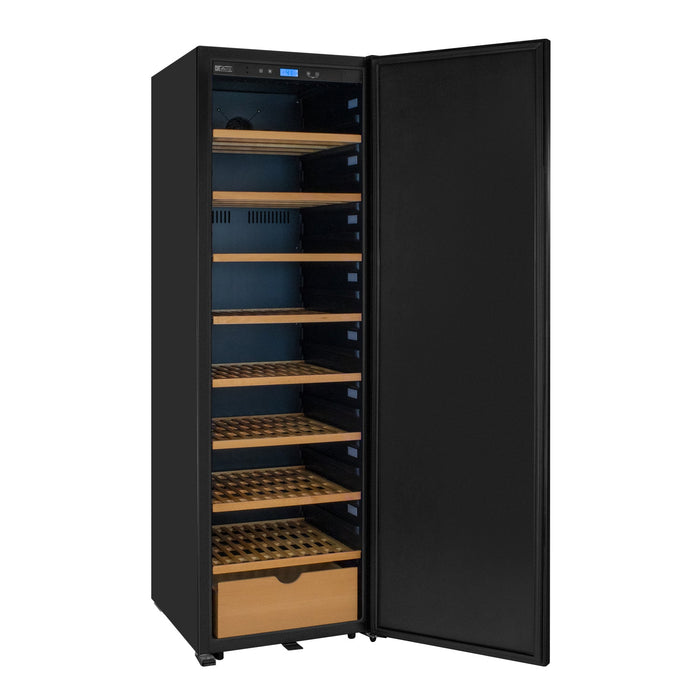 76.5" Tall Single Zone Wine Vault with Solid Black Right Hinge Door