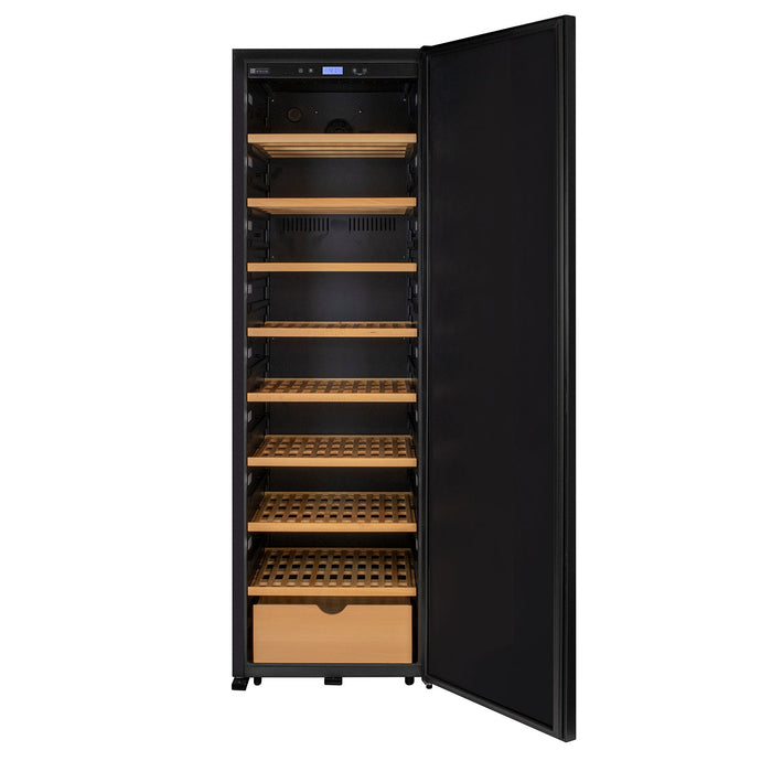 76.5" Tall Single Zone Wine Vault with Solid Black Right Hinge Door