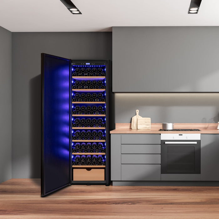 76.5" Tall Single Zone Wine Vault with Solid Black Right Hinge Door