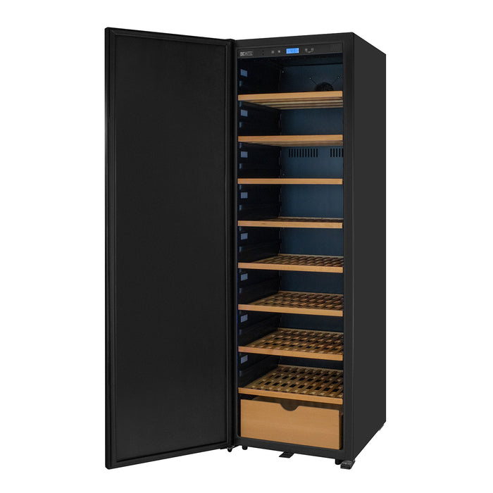 76.5" Tall Single Zone Wine Vault with Solid Black Left Hinge Door