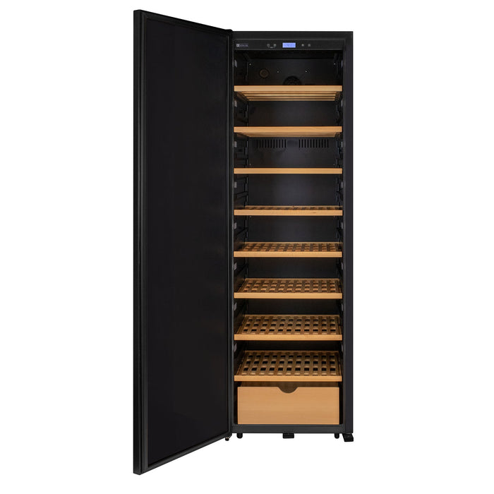 76.5" Tall Single Zone Wine Vault with Solid Black Left Hinge Door