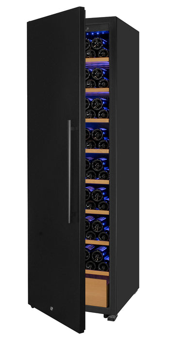 76.5" Tall Single Zone Wine Vault with Solid Black Left Hinge Door