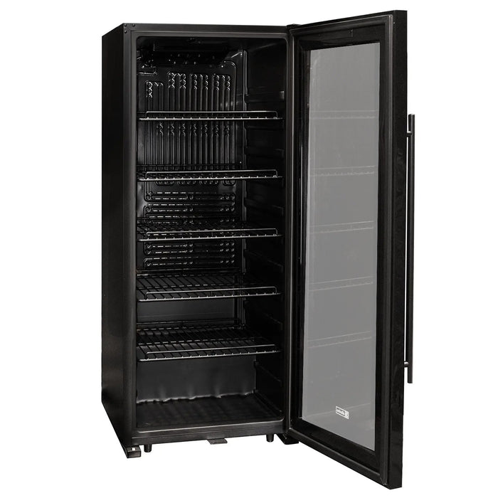 Contemporary 102 Bottle Single Zone Freestanding Wine Refrigerator with Black Glass Door