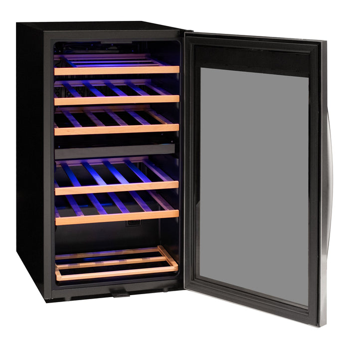 Cascina Series 28 Bottle Dual Zone Freestanding Wine Cooler Refrigerator with Stainless Steel Door