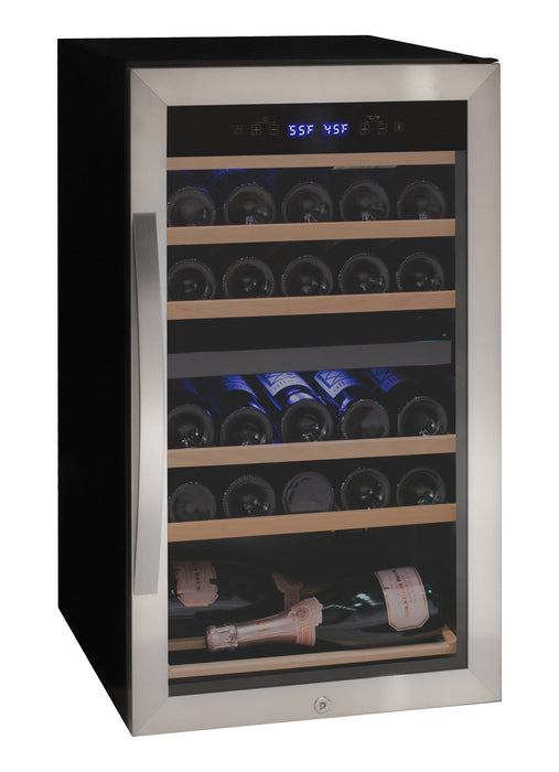 Cascina Series 28 Bottle Dual Zone Freestanding Wine Cooler Refrigerator with Stainless Steel Door