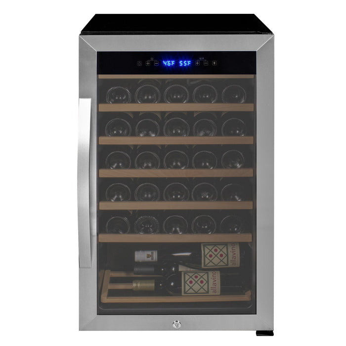 Cascina Series 33 Bottle Single Zone Freestanding Wine Refrigerator Cooler with Stainless Steel Door