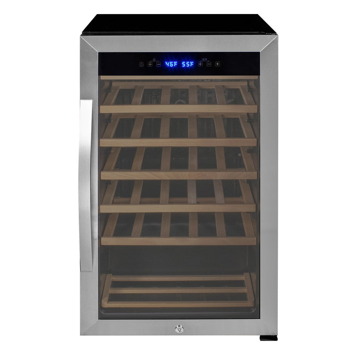 Cascina Series 33 Bottle Single Zone Freestanding Wine Refrigerator Cooler with Stainless Steel Door