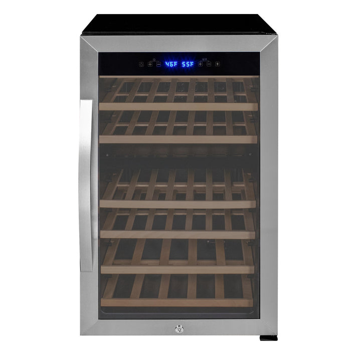 Cascina Series 43 Bottle Dual Zone Freestanding Wine Refrigerator Cooler with Stainless Steel Door