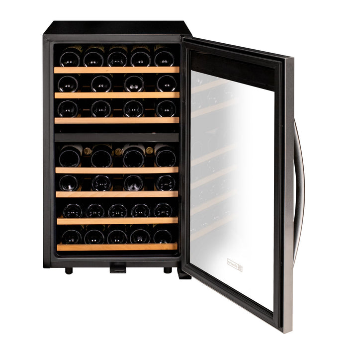 Cascina Series 43 Bottle Dual Zone Freestanding Wine Refrigerator Cooler with Stainless Steel Door